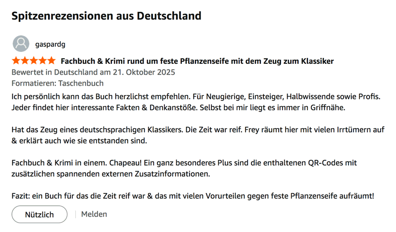 Eine Rezension auf Amazon zum Buch «Die Renaissance der Seife»